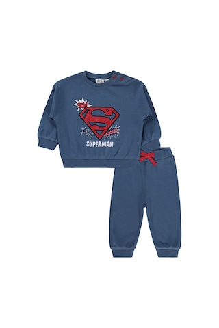 Civil Baby Superman Baskılı 3-18 Ay Takım - Mavi İndigo