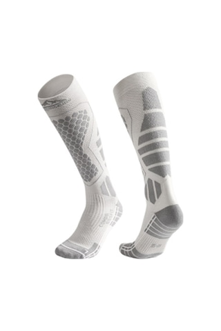 Butu Golovejoy Dwz04 1 Çift Spor Kompresyon Çorapları Kış Sıcak Yüksek Tüp Kayak Baldır Çorapları Gri+beyaz Beyaz - Gri