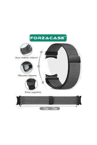 Forzacase Samsung Galaxy Watch7 44mm İle Uyumlu Metal Mıknatıslı Kordon Kayış - Fc302 Siyah