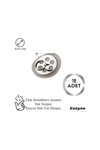 Tayem 12'li Sök Tak Demlik Içi Çay Süzgeci Çaydanlık İçi Süzgeç, Standart Diğer