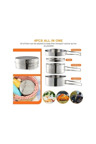 Ulzyvf Yürüyüş Yemek Tencere Sırt Seti, Paslanmaz Mutfak Kasesi, Kamp Piknik Çantası Açık Sk Gümüş Gümüş