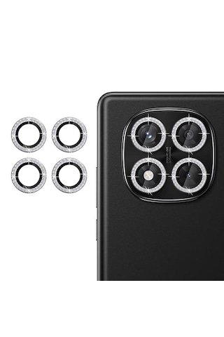 Forzacase Redmi Note 14 Pro 5g İle Uyumlu Elmas Taşlı Kamera Camı Lens Koruyucu Halka Seti - Fc1126 Gümüş