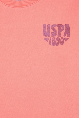 U.S. Polo Assn. Kız Çocuk Neon Pembe Simli Baskı Detaylı Bisiklet Yaka Basic Sweatshirt 50314289-VR105