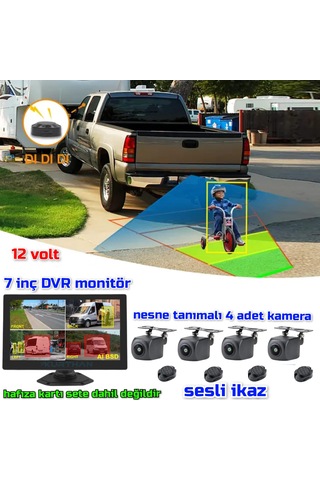 7 İnç Dvr Ekran Ve Araç Yaya Tanımalı Sesli İkazlı 4 Kameralı Set