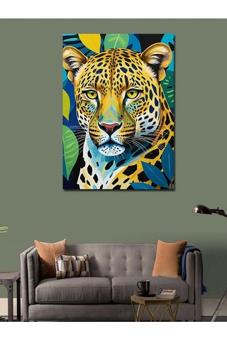 Kanvas Tablo Yırtıcı Leopar Portresi 50cmx70cm
