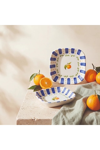 Güral Güral Porselen Kayısı Desenli 13 Cm Çerezlik Ve Sosluk Seti - 2 Parça Diğer