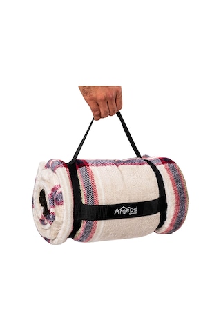 Peluş Polar Kamp Battaniyesi - Mavi Ekose - Acil Durum Battaniye - Argeus Camp Çok Renkli