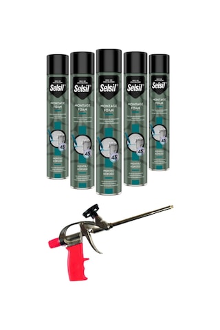 Selsil Pu Tabancalı Montaj Köpüğü 750 Ml. 5 Adet ,demir Köpük Tabancası