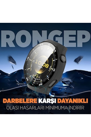 Huawei Watch Gt6 Pro 46mm İçin 2 Si 1 Arada Sert Polikarbonat Kasa Ve Ekran Koruyuculu Kılıf Dokunma Ve Netliği Etkilemeyen Çizilme Ve Darbe Önleyici Gt6 Pro Ekran Koruyucu Kılıfı Siyah Çok Renkli