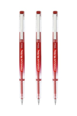 Pensan My King İğne Uçlu Pilot Kalem 05 Uçlu Extra Fine 3 Lü Set 1 Adet - Kırmızı Çok Renkli