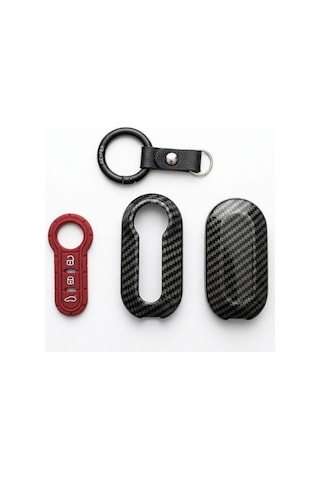 Bigkey Fiat 3 Tuşlu Siyah Kırmızı Karbon Anahtar Kılıfı Doblo Punto Bravo 500 Panda Ducato
