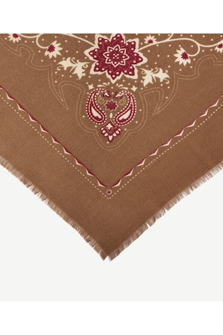 Yargıcı Desenli Kare Şal 26kksl1121x 003 Kahverengi