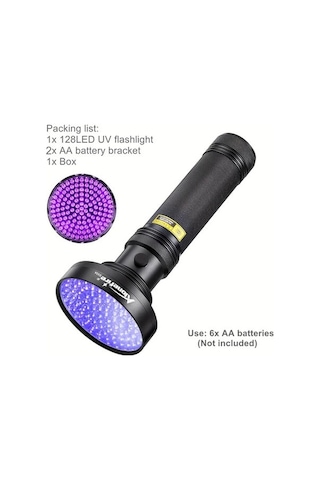 Lemestar 128 Led'li 395nm Uv Feneri - Floresan Tespit, Kürleme Ve Akrep Işığı Fonksiyonlu El Feneri Altın