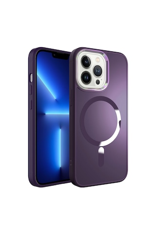 Apple Uyumlu iPhone 12 Pro Max Uyumlu Magsafe Wireless Şarj Özellikli Zore Stil Kılıf-derin Mor Derin Mor -