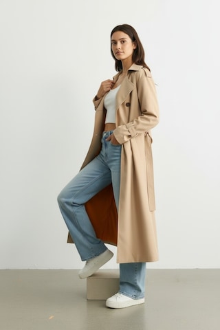 Durivya Kruvaze Yaka Oversize Trençkot Camel