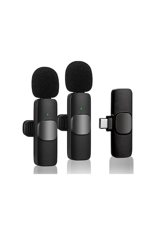 Bluetooth Mikrofon Type-c Ikili Kablosuz Yaka Mikrofonu