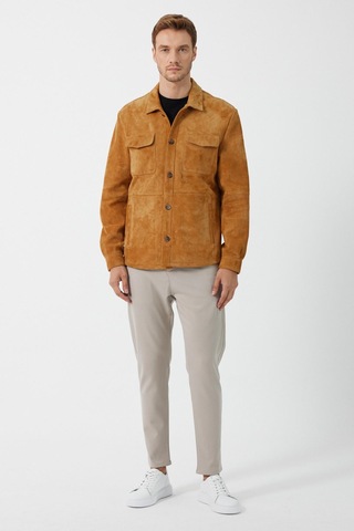 Fiorenzo Taba Nubuk Deri Gömlek Taba