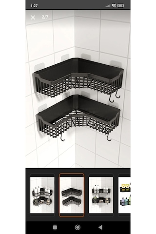 Siyah Yapışkanlı Duş Banyo Mutfak Köşesi Sabunluğu 2'li Siyah