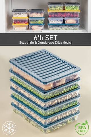 Meleni Home Buzdolabı Mikrodalga Saklama Kabı 6'Lı Petrol 6 x 2400 ML Petrol