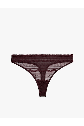 Koton Rahat Kalıp Normal Bel Dantelli String Külot Bordo 7wlk30123mk