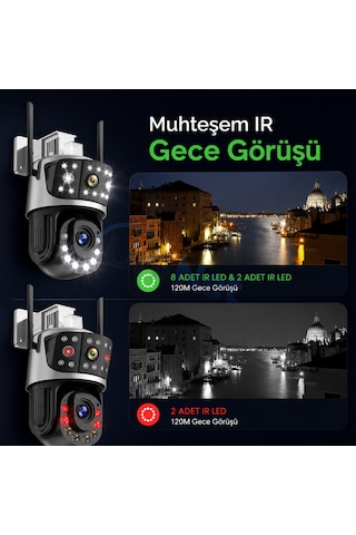 Uninet 36x Optik Zoom 8mp Çift Kameralı Wifi Ptz Güvenlik Kamerası 355 Döner Başlıklı Ve Gece Görüşlü İp Kamera - 8 MP