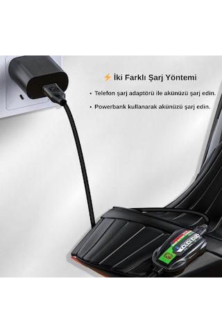 Kewig B12 Motosiklet Akü Şarj Cihazı Usb-c Girişli, Powerbank Uyumlu