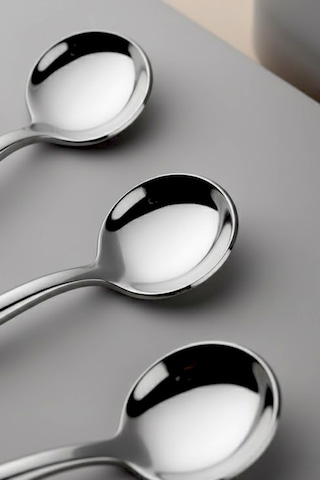 6'lı Lux Yuvarlak Gümüş Çay Kaşığı - Kaşık