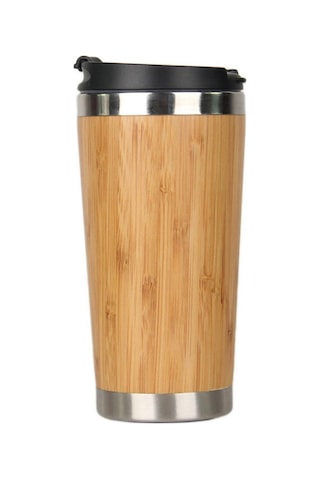 Lebihmurah Generic 450ml Bambu Kahve Fincanı Paslanmaz Çelik Sızdırmaz Kapaklı Yalıtımlı Ahşap Bardak