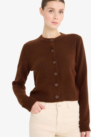 Defacto Regular Fit Bisiklet Yaka Basic Düz Düğmeli Soft Touch Yumuşak Triko Hırka E3654ax25wnbn271 Kahve