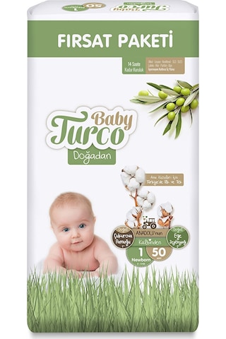Baby Turco Doğadan 1 Beden Yenidoğan Fırsat Paketi 50 Adet
