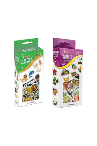 Diytoy 2'Li Buzdolabı Manyetik Oyuncaklar Hayvanlar Meyveler Ve Sebzeler Magnet - Bultak Şablonu