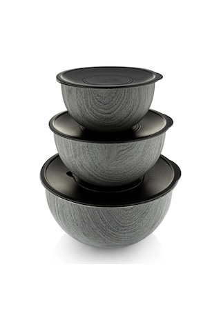 Bambum Rose Wood 3'lü Metal Karıştırma Kabı - Antrasit