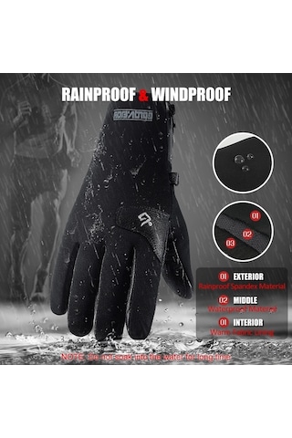 Pazly Kışlık Sıcak Eldiven Erkek Kadın Yağmur Ve Rüzgar Geçirmez Termal Spor Eldiven Sıcak Astarlı