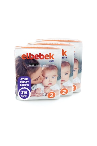 Elbebek Elite Bebek Bezi 2 Numara Mini Fırsat Paketi 216 Adet 3'lü