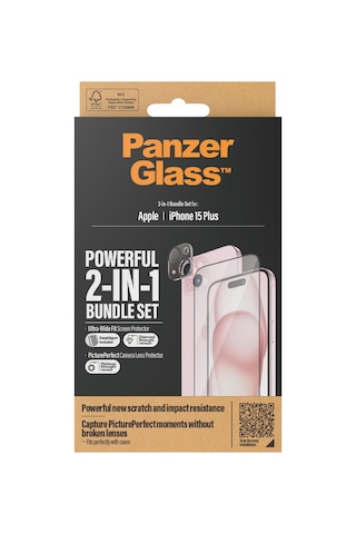 Panzerglass 2 İn 1 Pack Apple iPhone 15 Plus Tam Uyumlu Ekran Koruyucu Ve Kolay Hizalayıcı Şeffaf