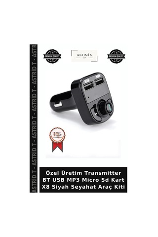 Özel Üretim Transmitter Bt Usb Mp3 Micro Sd Kart X8 Siyah Seyahat Araç Kiti