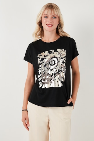 Lela Baskılı Bisiklet Yaka Regular Fit Bayan T Shirt 6671001 Siyah