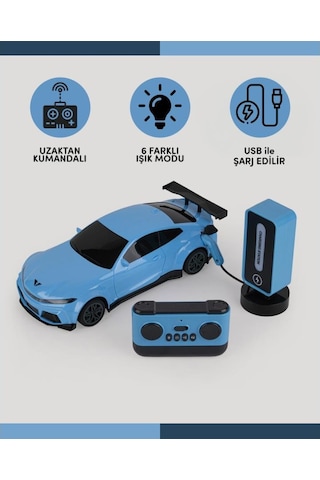 Enfal Let's Drive Uk 1:16 Renkli Işıklı Araba Şarj İstasyonlu Lc-31212 Mavi