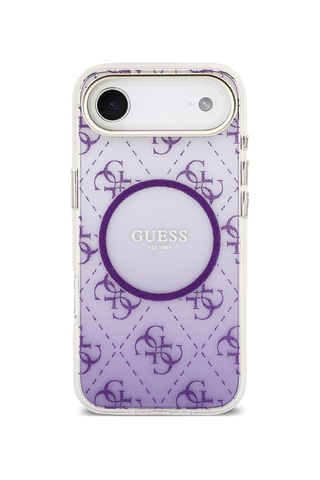 Apple Uyumlu iPhone 17 Air Kılıf Guess Lisanslı M-safe Şarj Özellikli 4g Desenli Simli Silikon Kapak Mor Mor