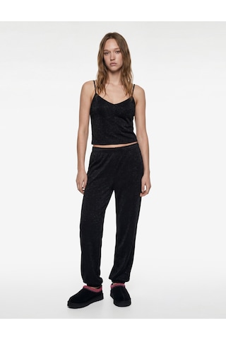 Koton V Yaka Parıltılı Askılı Pijama Üstü Siyah 6wlk90015mk Siyah