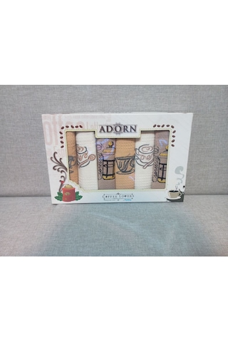Adorn Coffee Lovers 6'lı Mutfak Havlusu Seti 35x50 Cm Kahverengi - Sarı