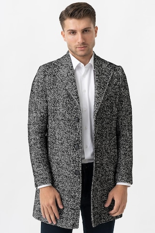 White Stone Arezzo 4025 Ceket Yaka Pamuklu Slim Fit Kaban Siyah-Siyah