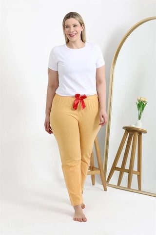 Mtm My The Mall Kadın Pamuklu Büyük Beden Alt Pijama Sarı Sarı