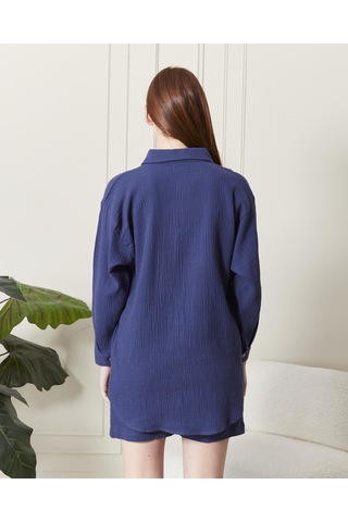 Soft Koton Kumaş Şort Gömlek Takım-3300-lacivert Lacivert