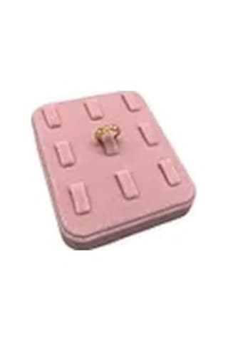 Süet Kumaş Pembe Renk 12/11 Cm Çoklu Tırnaklı Yüzük Sergileme Aksesuar Pembe