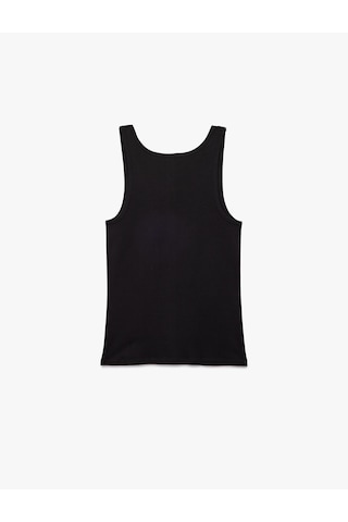 Koton Bisiklet Yaka Kolsuz Slim Fit Ribanalı Pamuklu Atlet Siyah 7wlm20001mk