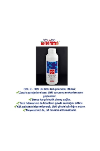 Sıvı Potasyum Fosfor Karışım Sıvı Gübre (Soli K-Fos 0-19-20) 1 L