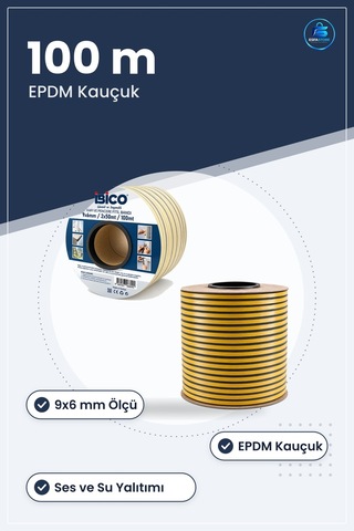 D Profil Kapı Pencere Fitil Bant 9x6 Mm 100 M Epdm Kauçuk Sızdırm