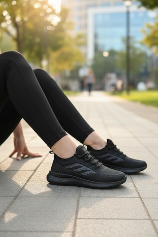 Enoch Kadın Esnek Tabanlı Günlük Spor Ayakkabı Rahat Yürüyüş Sneaker Siyah