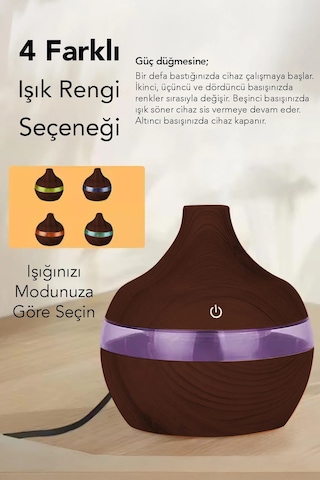 300 Ml Işıklı Hava Nemlendirici - Ledli Oda Ortam Nemlendirici Aroma Difüzör Buhar Makinesi